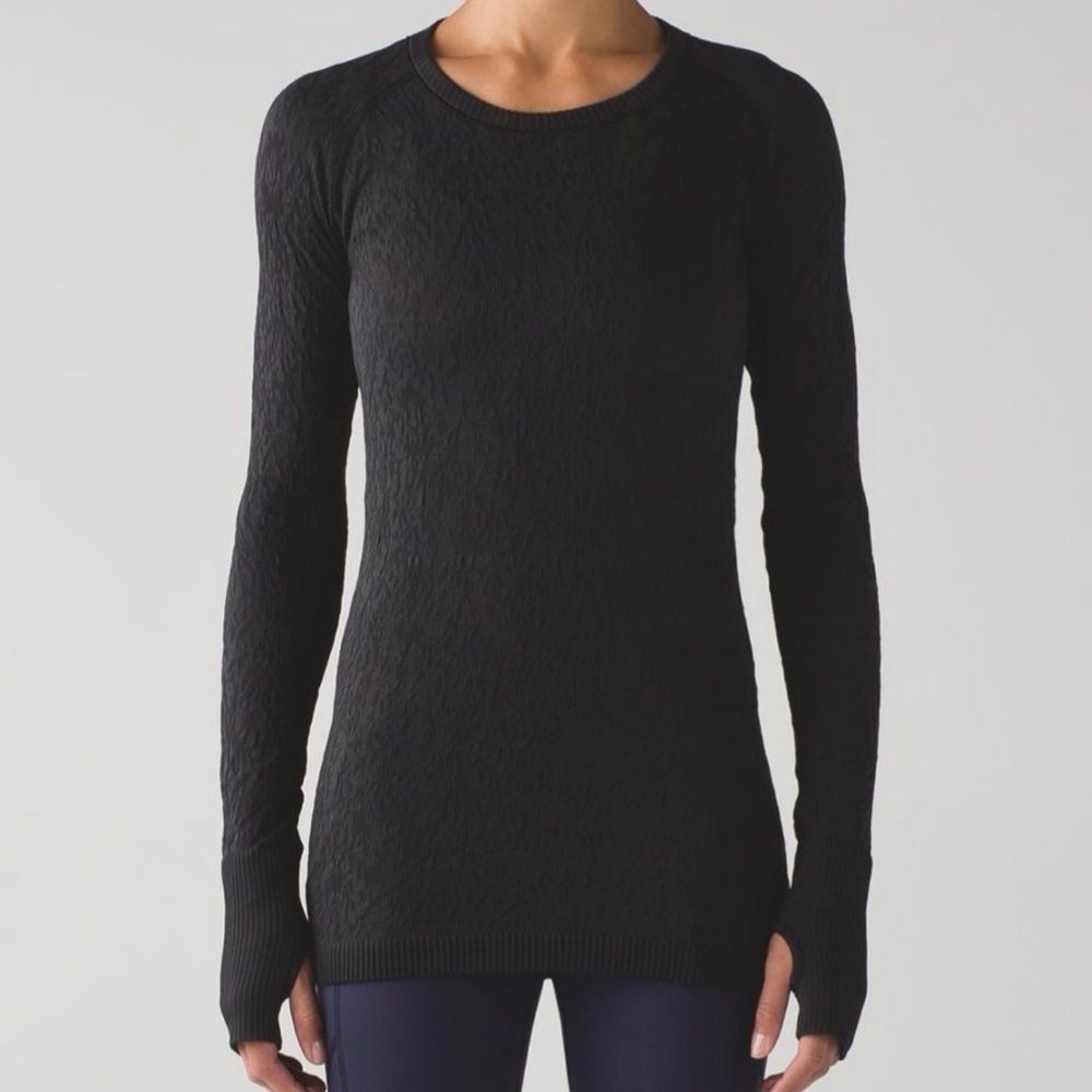 Lululemon Rest Less Pullover Top Sz 4 Black Animal Print - Picture 2 of 9